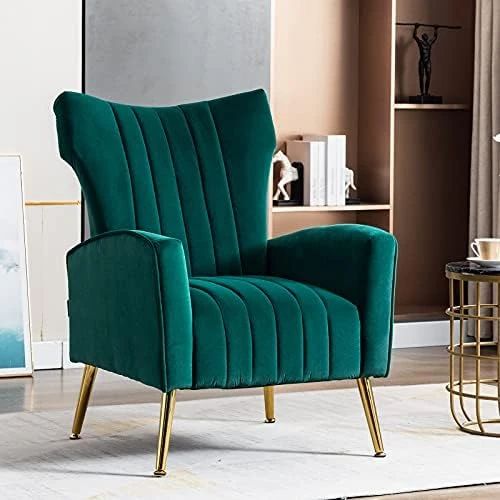 Artechworks Curved Tufted Accent Chair With Metal Gold Legs Velvet Upholstered Arm Club Leisure Modern Chair For Living Room Bedroom Patio, Caramel Color, Orange 8 Artechworks Curved Tufted Accent Chair With Metal Gold Legs Velvet Upholstered Arm Club Leisure Modern Chair For Living Room Bedroom Patio, Caramel Color, Orange - Image 6