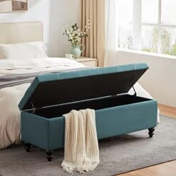 HUIMO Button-Tufted Ottoman With Storage In Upholstered Fabrics, Large Storage Bench For Bedroom, Living Room, Entryway, Storage Ottoman Bench With Safety Hinge Hold Up To 300lbs(Dark Teal) 17 HUIMO Button-Tufted Ottoman With Storage In Upholstered Fabrics, Large Storage Bench For Bedroom, Living Room, Entryway, Storage Ottoman Bench With Safety Hinge Hold Up To 300lbs(Dark Teal) -Amazon Store 51pqlFxUrIL