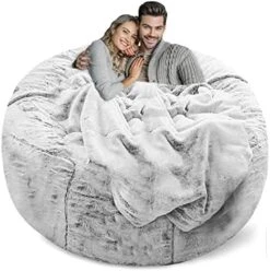 LapEasy Giant Bean Bag Chair Cover(Cover Only,No Filler),Oversized Round Soft Fluffy PV Velvet Washable Lazy Sofa Bean Bag Bed Cover For Adults, Living Room Bedroom Furniture Outside Cover(Drak Grey) -Amazon Store 51psFyd8kVL. AC