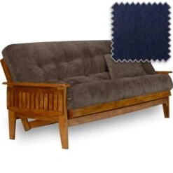 Nirvana Futons Eastridge Futon Set - Queen Size, Frame, Premium 8" Mattress, Cancun Sapphire Cover