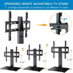 PERLESMITH Universal Swivel TV Stand - Table Top TV Stand For 26-55 Inch LCD LED TVs - Height Adjustable TV Mount Stand With Tempered Glass Base, VESA 400x400mm, Holds Up To 88lbs PSTVS12 -Amazon Store 51q5cG5erOL