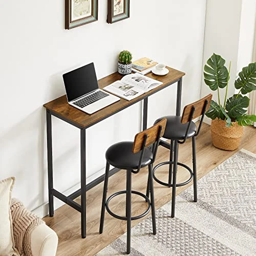 CALABASH Bar Table And Chairs Set For 2, 3 Pieces Pub Dining Table Set Counter Height Breakfast Table And 2 Bar Stools PU Upholstery Seat With Backrest For Kitchen, Apartment, Small Space (3, 43Inch) 5 CALABASH Bar Table And Chairs Set For 2, 3 Pieces Pub Dining Table Set Counter Height Breakfast Table And 2 Bar Stools PU Upholstery Seat With Backrest For Kitchen, Apartment, Small Space (3, 43Inch) - Image 3