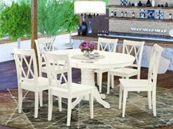 East West Furniture AVCL7-LWH-W Dining Set, 7-Pieces