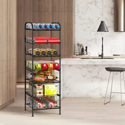 Water Bottle Organizer 7 Tier Free Standing Water Bottle Storage Organizer Metal Bottle Rack Holder Stand Shelf For Kitchen Pantry Food Storage (Black) -Amazon Store 51qAw1qK2BL