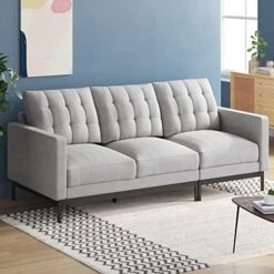 ZINUS Thompson Loveseat / Tufted Cushions / Green Tea Infused Foam Cushions / Tool-Free, Easy Assembly, Light Grey -Amazon Store 51qB8EaCieL. AC