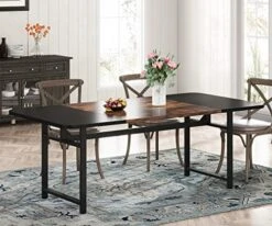 Tribesigns Dining Table For 6-8 People, 70.87" Long Dining Room Table With Heavy Duty Metal Frame, Industrial Rectangle Kitchen Table For Kitchen, Dining Room, Vintage Grey/Black -Amazon Store 51qFrLFarOL. AC