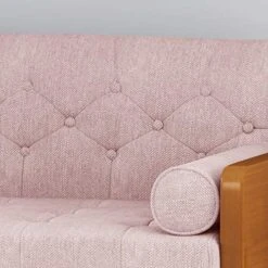 GDFStudio Aidan Mid-Century Modern Tufted Fabric Sofa, Light Blush And Dark Walnut -Amazon Store 51qI5NZKJzL