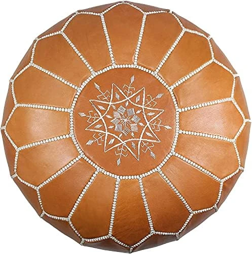 KRAFTIZAN Moroccan Leather Pouf Ottoman Foot Rest – Handmade Ottoman Leather Pouf – Genuine Leather Boho Round Ottoman Pouf Crafted By Moroccan Artisans – 21 X 13 Inch (Tan Brown, Unstuffed) 12 KRAFTIZAN Moroccan Leather Pouf Ottoman Foot Rest – Handmade Ottoman Leather Pouf – Genuine Leather Boho Round Ottoman Pouf Crafted By Moroccan Artisans – 21 X 13 Inch (Tan Brown, Unstuffed) - Image 10