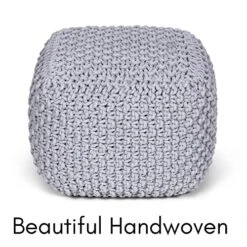BIRDROCK HOME Square Pouf Footstool Ottoman - Grey - Knit Bean Bag Floor Chair - Cotton Braided Cord - Great For The Living Room, Bedroom And Kids Room - Small Furniture -Amazon Store 51qSvI7o2xL