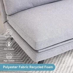 Opoiar Single Sofa Bed Chair For Small Space,Convertible Futon Sofa Chair Bed With Hidden Legs,5 Position,Adjustable Floor Couch 3-in-1,Couch Bed With Folding Armless Sleeper,Polyester,Grey -Amazon Store 51qXRV7d2XL