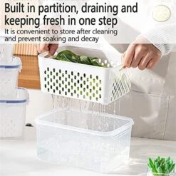 Fresh-Keeping Container 3 In 1 Multifunctional Drain Crisp Box With Strainer Storage Vegetable And Fruit Storage With Lid And Vent, Food Safe Material Refrigerator Stackable Box Various Size Boxes,Lar -Amazon Store 51qXy0cyhsL