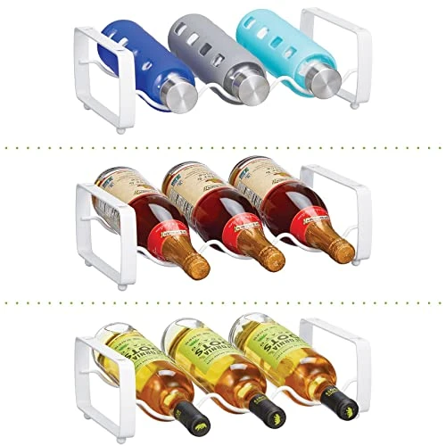 MDesign Metal Steel 3 Bottle Modular Wine Rack Storage Organizer For Kitchen Countertop, Table Top, Pantry, Fridge - Holder For Wine, Beer, Pop/Soda, Water, Stackable - 2 Pack - Matte White 7 MDesign Metal Steel 3 Bottle Modular Wine Rack Storage Organizer For Kitchen Countertop, Table Top, Pantry, Fridge - Holder For Wine, Beer, Pop/Soda, Water, Stackable - 2 Pack - Matte White - Image 5