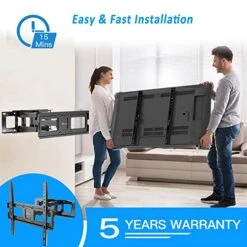 Dual Articulating Arms TV Wall Mount Bracket Fits To Most 26”-65” Inch LED,LCD,OLED Flat Panel TVs, Tilt Full Motion Swivel 14.1" Extension, Max VESA 400X400mm,80lbs,Fits 12/16" Wood Stud -Amazon Store 51qeC3cX6TL