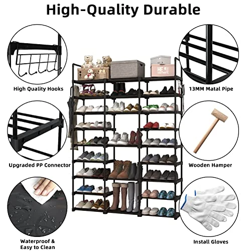 NIUBER 9 Tier Shoe Rack Sturdy Large Show Rack Heavy Duty For Entryway Shoe Shelves For Closet Shoe Rack Organizer For Entryway 4 NIUBER 9 Tier Shoe Rack Sturdy Large Show Rack Heavy Duty For Entryway Shoe Shelves For Closet Shoe Rack Organizer For Entryway - Image 2