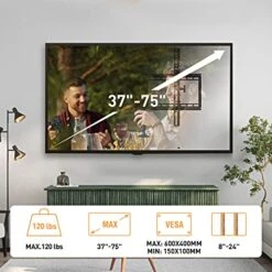 ELIVED TV Wall Mount For Most 37-75 Inch TVs, Holds Up To 120 Lbs, Universal Low Profile Adjustable Tilt TV Mount Fits 8"-24" Studs, Max VESA 600x400mm, Flat Wall Mount Bracket. -Amazon Store 51qhigJhHgL