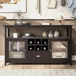 Harper & Bright Designs Storage Cabinet, Stylish Functional Sideboard With Tempered Glass Large Storage Space Adjustable Shelves Buffet, For Entryway/Kitchen/Living Room/Bedroom, Black 28 Harper & Bright Designs Storage Cabinet, Stylish Functional Sideboard With Tempered Glass Large Storage Space Adjustable Shelves Buffet, For Entryway/Kitchen/Living Room/Bedroom, Black -Amazon Store 51qklb0QnRL. AC