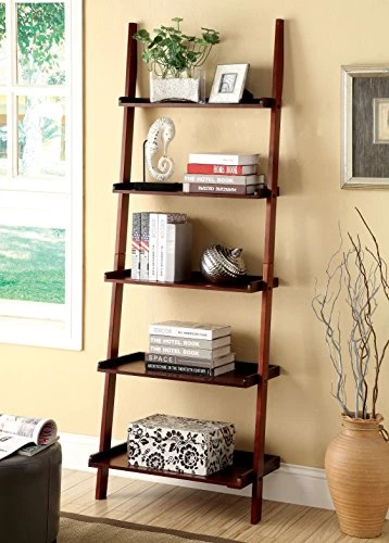 Furniture Of America Klaudalie 5-Tier Ladder Style Bookshelf, Cherry 4 Furniture Of America Klaudalie 5-Tier Ladder Style Bookshelf, Cherry - Image 2