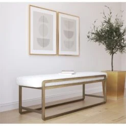 American Home Classic Cole Modern Stainless Steel/Boucle Bench In Brass/Ivory -Amazon Store 51qr9cTHYCL