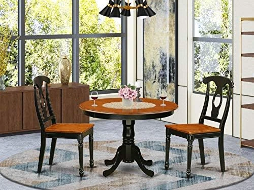 EAST WEST FURNITURE 5 Pc Set With A Round Kitchen Table And 4 Leather Dinette Chairs In Linen White 8 EAST WEST FURNITURE 5 Pc Set With A Round Kitchen Table And 4 Leather Dinette Chairs In Linen White - Image 6