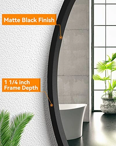 X Home 36-Inch Black Round Mirror With Metal Frame, Modern Circle Wall Mirror For Bathroom, Home Decor - Wall Mounted 3 X Home 36-Inch Black Round Mirror With Metal Frame, Modern Circle Wall Mirror For Bathroom, Home Decor - Wall Mounted