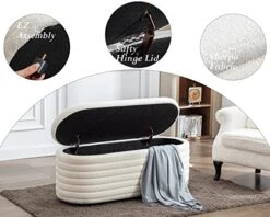 DM Furniture DM-Furniture Storage Ottoman Bench Upholstered Fabric Storage Bench End Of Bed Stool With Safety Hinge For Bedroom, Living Room, Entryway (44.5-inch, White) (TN2436) 15 DM Furniture DM-Furniture Storage Ottoman Bench Upholstered Fabric Storage Bench End Of Bed Stool With Safety Hinge For Bedroom, Living Room, Entryway (44.5-inch, White) (TN2436) -Amazon Store 51rL7pLf3IL