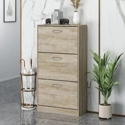 AIEGLE Shoe Cabinet With 2 Flip Drawers For Entryway, Freestanding Shoe Rack Shoe Organiazer With Adjustable Shelf, Shoe Storage Cabinet, Black Walnut (23.6" W X 9.4" D X 31.4" H) -Amazon Store 51rOo7qqiXL. AC