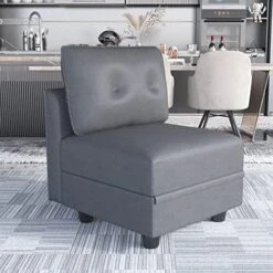 LLappuil Modular Sofa Middle Module With Storage For Customizable Sectional Sofa, Couch Accent Armless Chair, Modern Faux Leather Fabric (Dark Grey) -Amazon Store 51rR1TSXuOL. AC