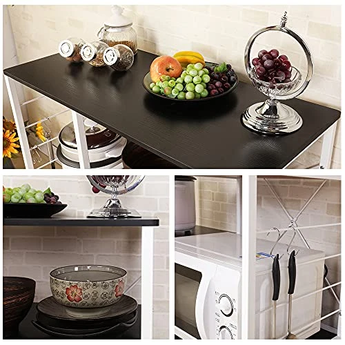 Soges Multi-Layers Kitchen Baker's Rack Utility Microwave Oven Stand Storage Cart Workstation Shelf Coffee Cart, Black 171-BK 4 Soges Multi-Layers Kitchen Baker's Rack Utility Microwave Oven Stand Storage Cart Workstation Shelf Coffee Cart, Black 171-BK - Image 2