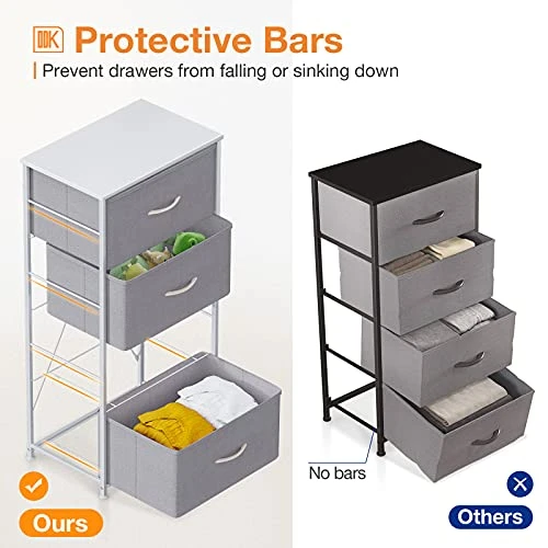 ODK Dresser With 4 Drawers Tall Fabric Storage Tower Organizer Unit For Bedroom Chest For Hallway Closet Easy Assembly Steel Frame And Wood Top, Light Grey 4 ODK Dresser With 4 Drawers Tall Fabric Storage Tower Organizer Unit For Bedroom Chest For Hallway Closet Easy Assembly Steel Frame And Wood Top, Light Grey - Image 2