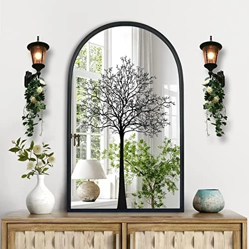 POZINO Arched Wall Mirror, Black Arch Mirror Decor, Bathroom Mirrors For Wall, Mantel Decorative Mirror, Wall Mounted Mirror With Aluminum Alloy Frame For Bedroom Living Room Entryway, 43.3x23.6 Inch 8 POZINO Arched Wall Mirror, Black Arch Mirror Decor, Bathroom Mirrors For Wall, Mantel Decorative Mirror, Wall Mounted Mirror With Aluminum Alloy Frame For Bedroom Living Room Entryway, 43.3x23.6 Inch - Image 6