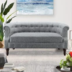 Rosevera Chancy Reading Small Armchair Arm Living Set Accent Club Room Barrel Chairs Bedroom Loveseat, Standard, Blue Sofa -Amazon Store 51rZsh2M cL. AC