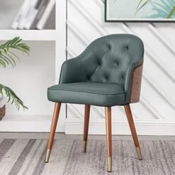 LUNLING Faux Leather Upholstered Chair Mid Century Modern Dining Chairs Gray With Walnut Wood Frame For Kitchen Dining Living Room Chairs（LightGray 1PCS）… -Amazon Store 51riARKbDL. AC