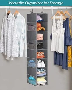 SLEEPING LAMB 8 Shelves Hanging Shoe Rack Wider Shoe Hanger Organizer For Closet Storage Clothes, Hats, Handbags, With 8 Mesh Pockets, Grey -Amazon Store 51rsubJAY5S