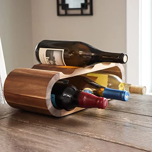 7Penn Wooden Countertop Wine Rack - 6 Bottle Horizontal Acacia Wood Wine Storage Rack Wine Holder Stands For Counter 6 7Penn Wooden Countertop Wine Rack - 6 Bottle Horizontal Acacia Wood Wine Storage Rack Wine Holder Stands For Counter - Image 4
