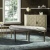 Safavieh Home Collection Abilene Tufted Rustic Semi-Circle Grey And Rustic Oak Bench