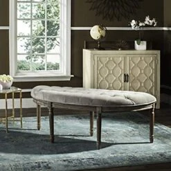 Safavieh Home Collection Abilene Tufted Rustic Semi-Circle Grey And Rustic Oak Bench -Amazon Store 51rz5KY4p9L. AC