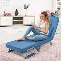 Giantex Convertible Sofa Bed Sleeper Chair, 5 Position Adjustable Backrest, Folding Arm Chair Sleeper W/Pillow, Upholstered Seat, Leisure Chaise Lounge Couch For Home Office (Blue) -Amazon Store 51s09mcfKML