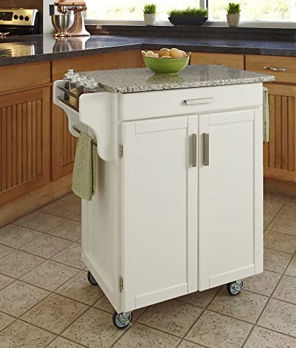 Homestyles Cuisine Kitchen Cart, Off White, Granite Top 4 Homestyles Cuisine Kitchen Cart, Off White, Granite Top - Image 2