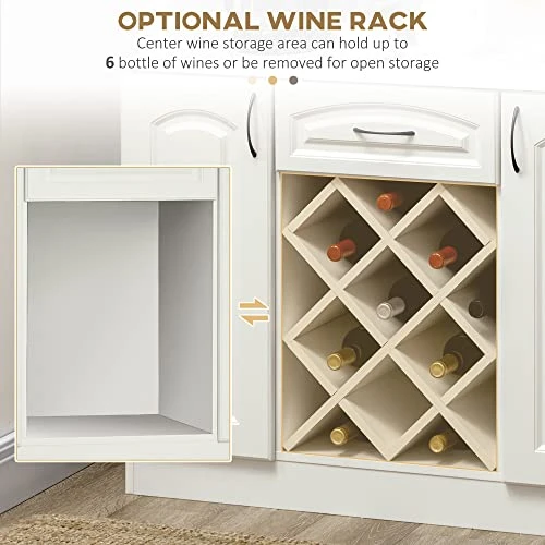 HOMCOM 73" Kitchen Hutch Cabinet With Countertop & Wine Storage, Freestanding Kitchen Pantry Storage Cabinet Buffet With Hutch, Modern Bar Cabinet With 6-Bottle Wine Rack, White 6 HOMCOM 73" Kitchen Hutch Cabinet With Countertop & Wine Storage, Freestanding Kitchen Pantry Storage Cabinet Buffet With Hutch, Modern Bar Cabinet With 6-Bottle Wine Rack, White - Image 4