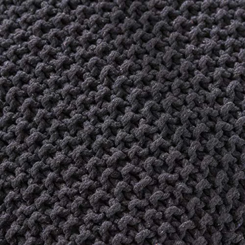 Christopher Knight Home Joyce Knitted Cotton Square Pouf, Dark Grey 8 Christopher Knight Home Joyce Knitted Cotton Square Pouf, Dark Grey - Image 6