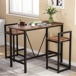 Tribesigns Bar Table And Chairs Set, 43.3" Pub Bar Dining Table And 2 Bar Stools, 3-Piece Wood Counter Height Breakfast Table Set For Kitchen, Apartment, Dining Room, Small Space (Rustic Brown) 14 Tribesigns Bar Table And Chairs Set, 43.3" Pub Bar Dining Table And 2 Bar Stools, 3-Piece Wood Counter Height Breakfast Table Set For Kitchen, Apartment, Dining Room, Small Space (Rustic Brown) -Amazon Store 51s6HoxQiiL. AC