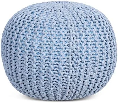 BIRDROCK HOME Round Pouf Foot Stool Ottoman - Knit Bean Bag Floor Chair - Cotton Braided Cord - Great For The Living Room, Bedroom And Kids Room - Small Furniture (Light Grey) 14 BIRDROCK HOME Round Pouf Foot Stool Ottoman - Knit Bean Bag Floor Chair - Cotton Braided Cord - Great For The Living Room, Bedroom And Kids Room - Small Furniture (Light Grey) - Image 12