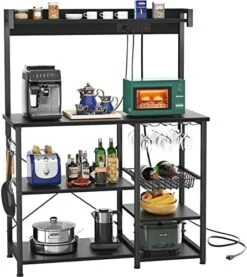 Topfurny Bakers Rack With Power Outlet, Microwave Stand, Kitchen Storage Shelf With Wire Basket, Coffee Bar Station With Wine Glass Holder, Kitchen Rack For Spices, Pots, And Pans, Rustic Brown 15 Topfurny Bakers Rack With Power Outlet, Microwave Stand, Kitchen Storage Shelf With Wire Basket, Coffee Bar Station With Wine Glass Holder, Kitchen Rack For Spices, Pots, And Pans, Rustic Brown -Amazon Store 51s8jsYbowL. AC