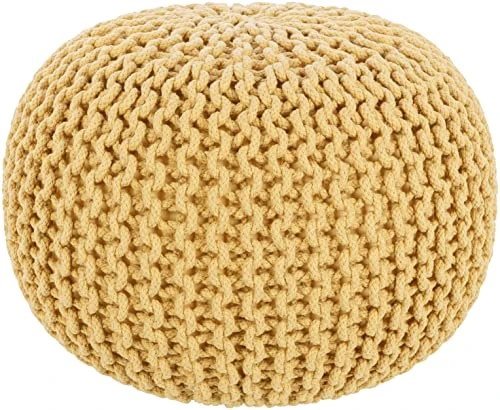 Artistic Weavers McIntosh Cotton Knitted Round Pouf 14"H X 20"W X 20"D,Saffron 4 Artistic Weavers McIntosh Cotton Knitted Round Pouf 14"H X 20"W X 20"D,Saffron - Image 2