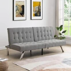 FANYE Upholstered Futon Sofa Sitting Space Loveseat Convertible Sleeper Couch Bed For Apartment Office Home Gym Living Room Furniture Sets Sofabed, Dark Grey -Amazon Store 51sDq xbBL. AC 1
