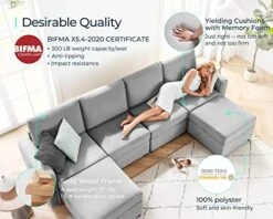 LINSY HOME Modular Sectional Sofa, Convertible U Shaped Sofa Couch With Storage, Memory Foam, Modular Sectionals With Ottomans, 6 Seat Sofa Set With Chaise For Living Room, Grey -Amazon Store 51sGaEPuYEL