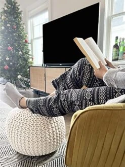 FRELISH DECOR Round Pouf Ottoman Hand Knitted 100% Cotton Pouf Foot Stool - Knitted Bean Bag - Floor Chair For Living Room Bedroom - Foot Rest For Couch (20 Diameter X 14 Height) - Natural -Amazon Store 51sR9bU5PtL