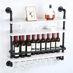 HAOVON Industrial Pipe Shelf Wine Rack Wall Mounted With 9 Stem Glass Holder,3-Tiers Rustic Floating Bar Shelves Wine Shelf,36in Real Wood Shelves Wall Shelf Unit,Pipe Shelving Glass Rack 19 HAOVON Industrial Pipe Shelf Wine Rack Wall Mounted With 9 Stem Glass Holder,3-Tiers Rustic Floating Bar Shelves Wine Shelf,36in Real Wood Shelves Wall Shelf Unit,Pipe Shelving Glass Rack -Amazon Store 51sTQIjTjjL