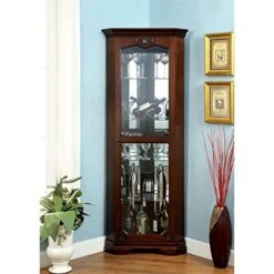 Furniture Of America Lennie Glass Door Corner Curio Cabinet In Walnut -Amazon Store 51sW8kiAO5L