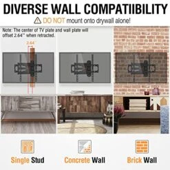 ELIVED Full Motion TV Wall Mount For Most 26-55 Inch Flat Curved TVs Up To 77 Lbs, Swivel And Tilt TV Bracket With Articulating Arms, Perfect Center Single Stud Corner TV Mount, Max VESA 400x400mm -Amazon Store 51sZVbrhXmL